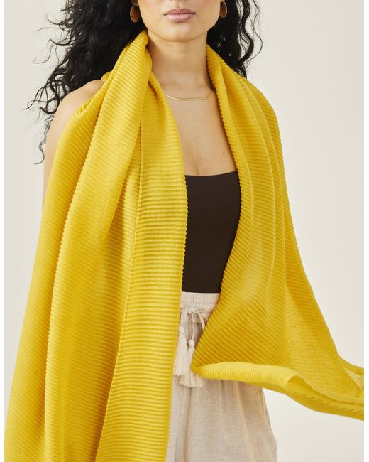 Accessorize Lightweight Pleated Scarf Yellow