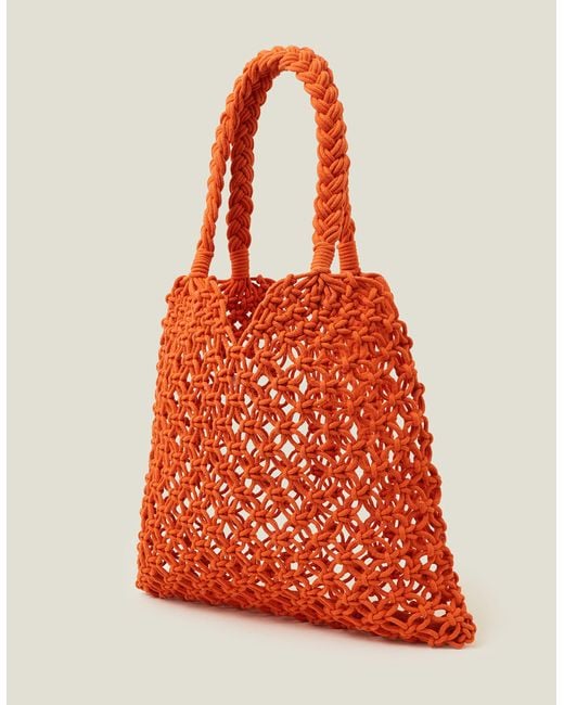 Accessorize Red Open Weave Shopper Bag Orange