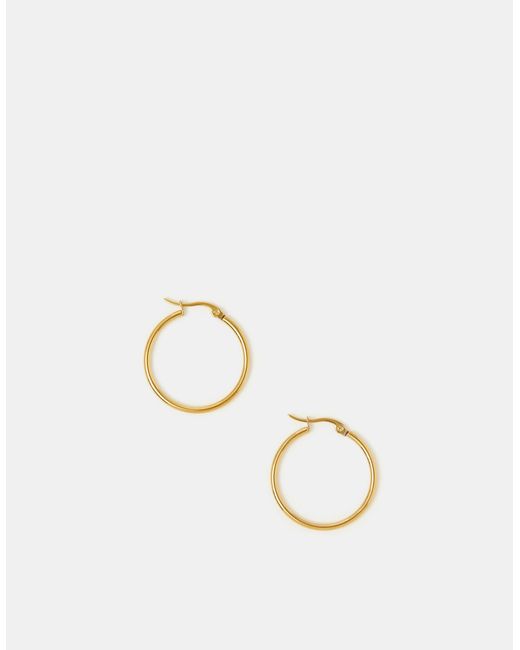 Accessorize White Medium Stainless Steel Hoop Earrings