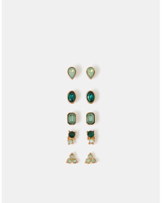 Accessorize White 5-Pack Gemstone Stud Earrings