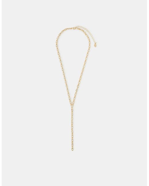 Accessorize White Oval Cut Lariat Necklace