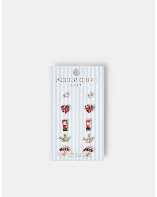 Accessorize White 5-Pack London Stud Earrings