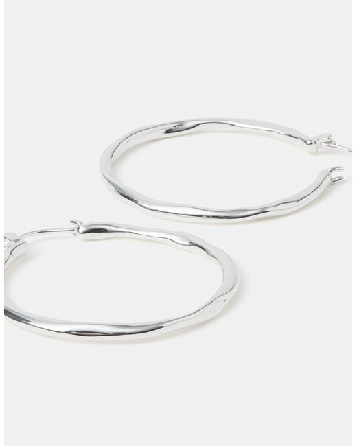 Accessorize Natural Sterling-Plated Large Molten Hoop Earrings