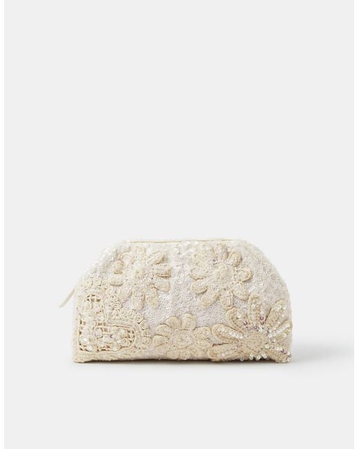Accessorize Natural Macrame Sequin Clutch Bag