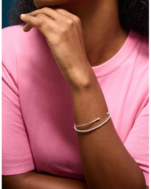 Accessorize White Sterling-Plated Cuff & Tennis Bracelet Set