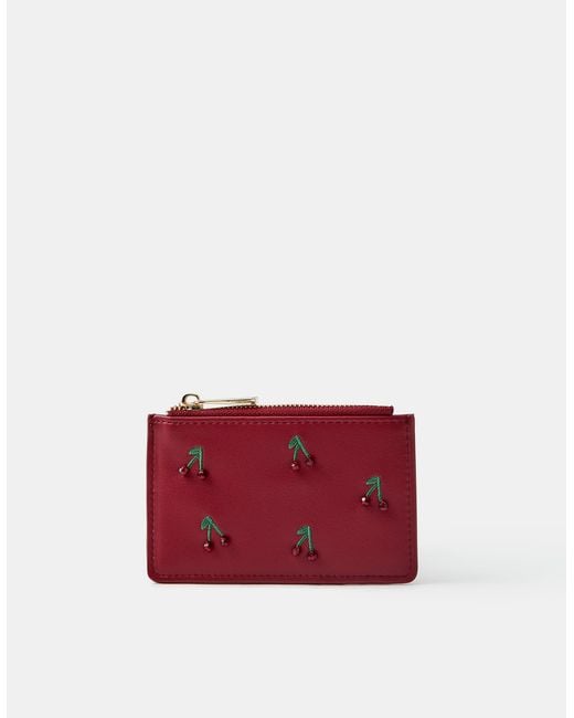 Accessorize Red Beaded Cherry Card Holder