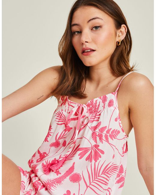 Accessorize Women's Floral Vest Pyjama Set Pink