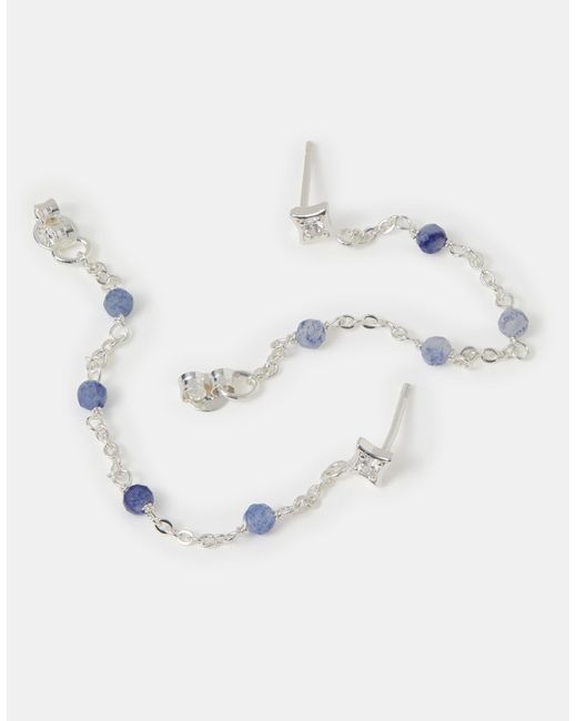 Accessorize White Sterling-Plated Quartz Chain Stud Earrings