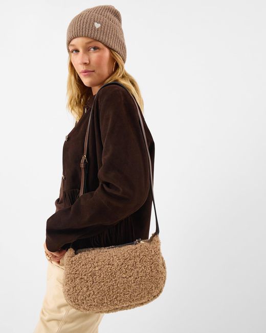 Accessorize White Faux Shearling Crossbody Bag