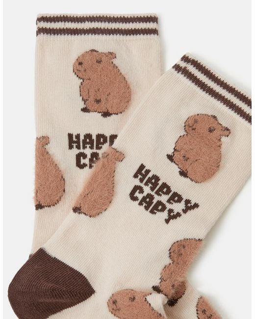 Accessorize White Happy Capybara Socks