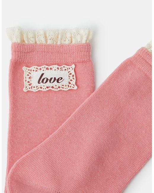 Accessorize Pink Love Lace Socks