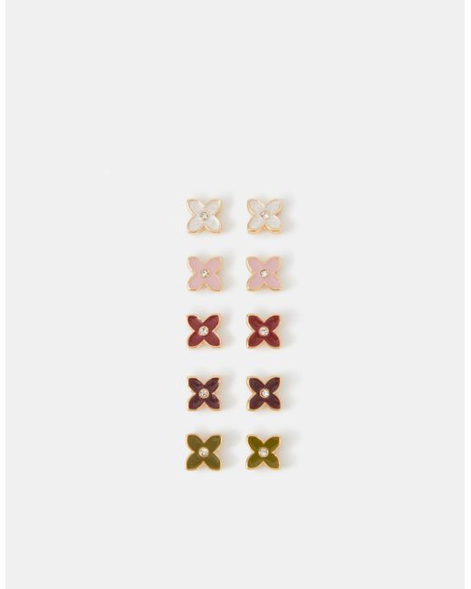 Accessorize White 5-Pack Clover Stud Earrings