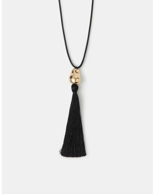 Accessorize White Long Tassel Cord Necklace
