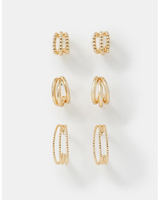 Accessorize White 3-Pack Triple Layered Hoop Earrings