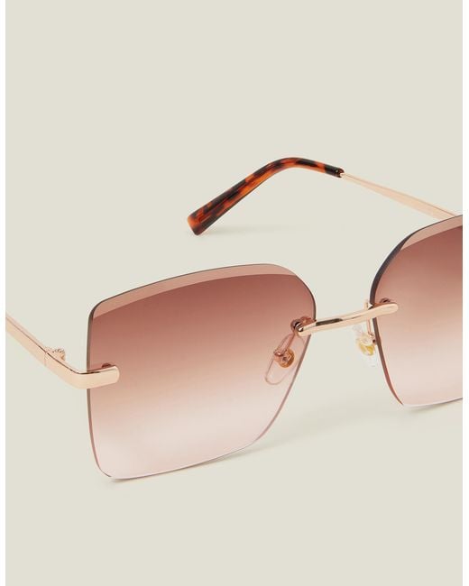 Accessorize Natural Oversized Ombré Rimless Sunglasses