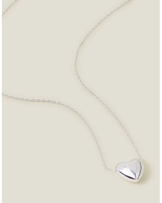 Accessorize Natural Sterling Silver-plated Puff Heart Pendant