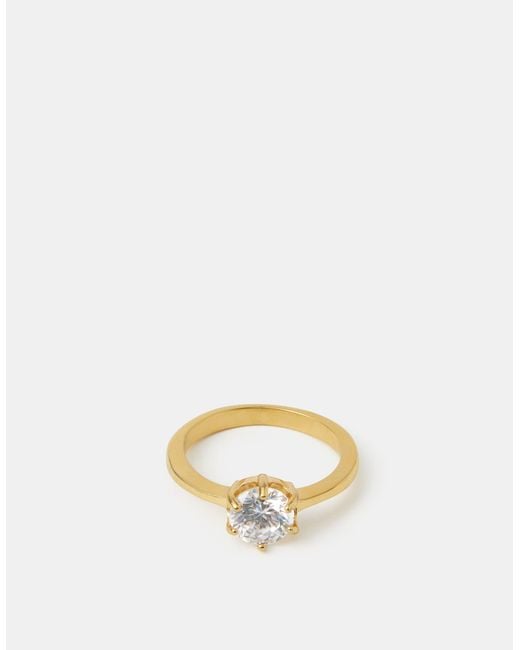 Accessorize Metallic Stainless Steel Solitaire Ring