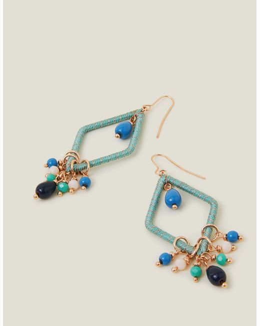 Accessorize Blue Green Diamond Wrapped Earrings