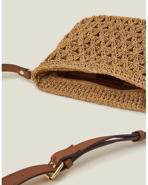 Accessorize Natural Paper Raffia Crossbody Bag