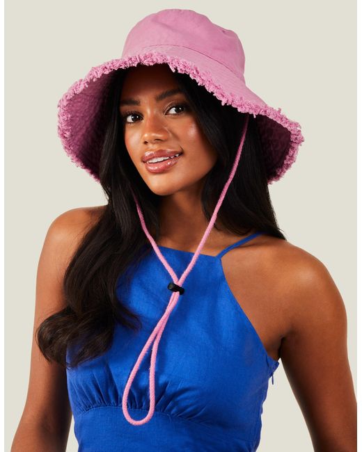 Accessorize Women's Lace Trim Bucket Hat Pink