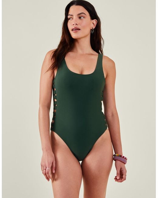 Accessorize Green Women's Macrame Swimsuit Teal