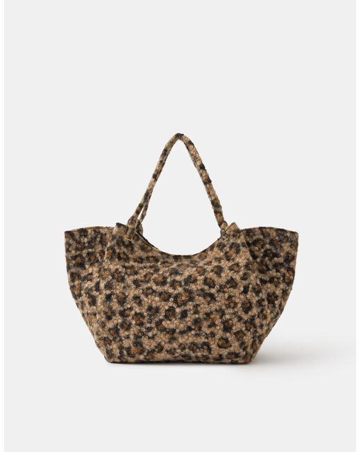 Accessorize Brown Leopard Print Teddy Shoulder Bag