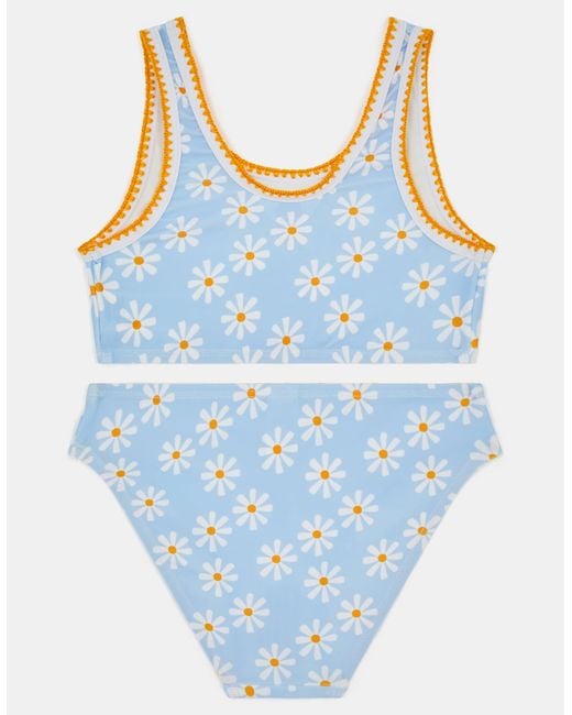 Accessorize Blue Daisy Print Bralette Bikini Set