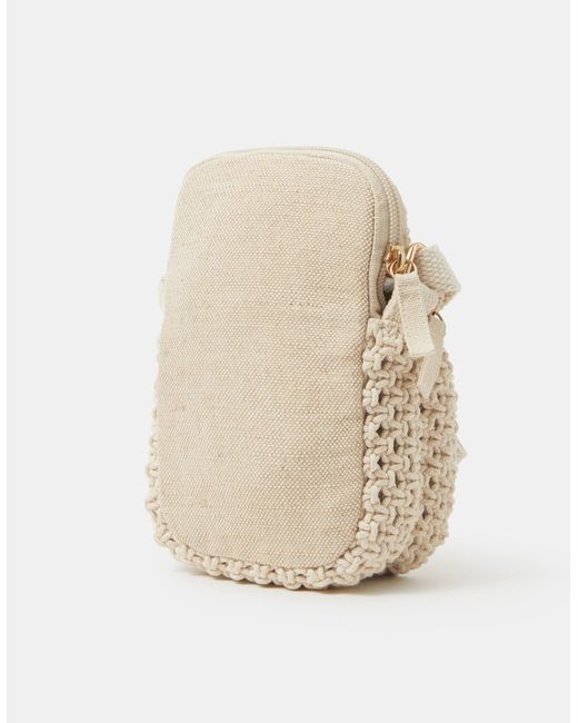 Accessorize Gray Macrame Phone Bag