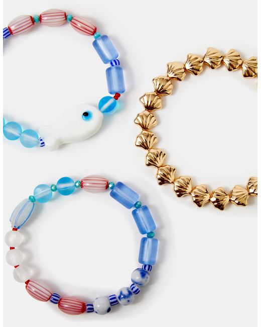 Accessorize Red 3-Pack Fish Beaded Bracelets