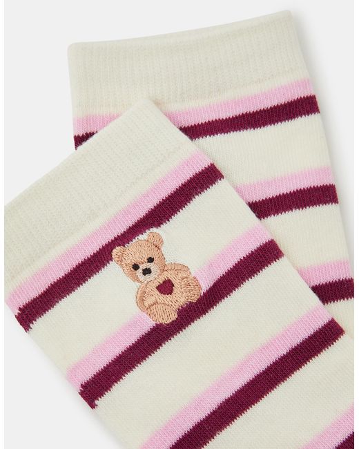 Accessorize Blue Teddy Stripe Socks