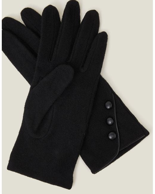 Accessorize Black Touchscreen Button Gloves