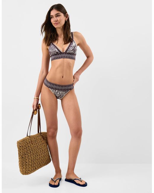 Accessorize White Palm Print Band Bikini Bottoms