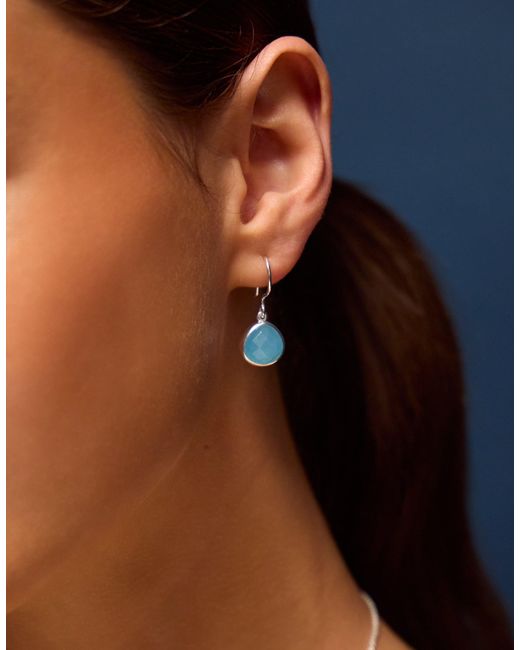 Accessorize Blue Sterling-Plated Quartz Drop Earrings