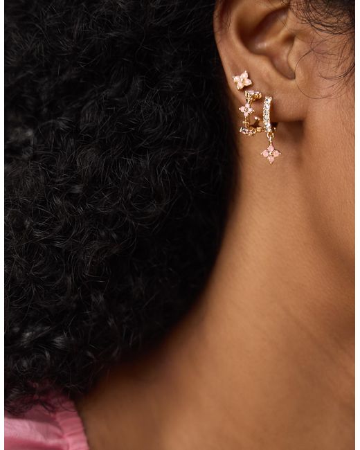 Accessorize White 3-Pack Flower Stud & Hoop Earrings