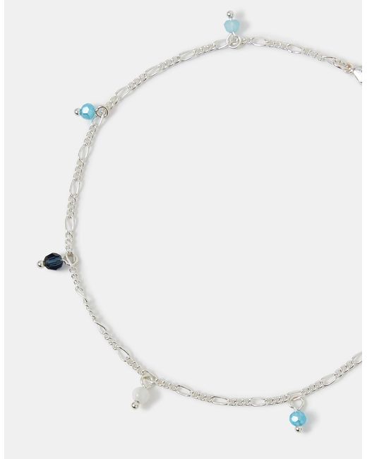 Accessorize White Sterling-Plated Beaded Anklet