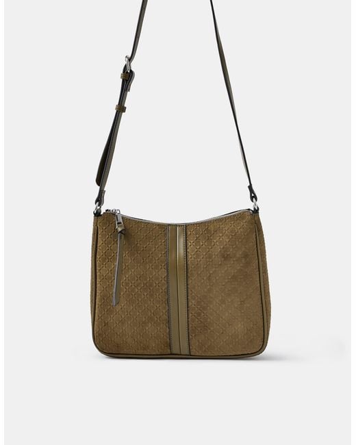 Accessorize Metallic Embossed Faux Suede Crossbody Bag