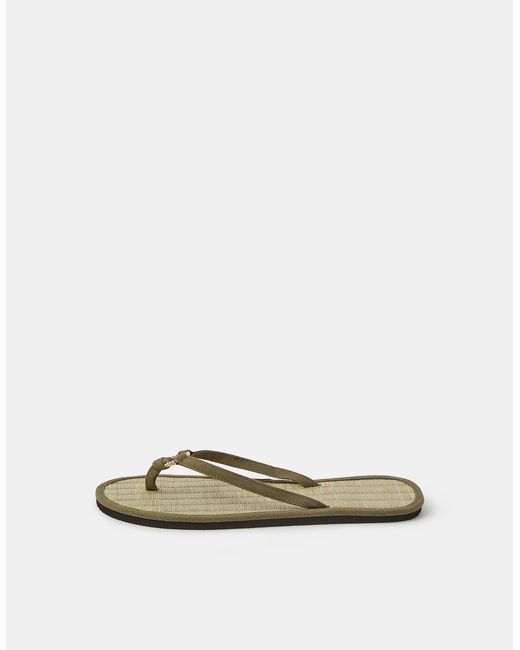 Accessorize Green Ring Detail Seagrass Flip Flops