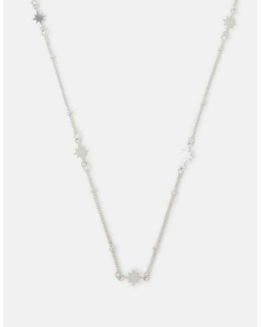Accessorize Natural Sterling-Plated Star Station Necklace