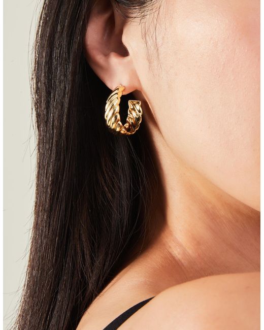 Accessorize Metallic Gold Croissant Hoop Earrings