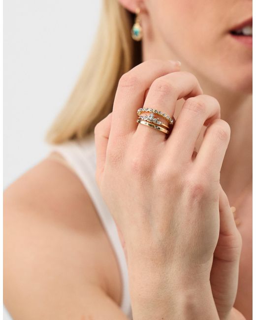 Accessorize Natural 3-Pack Diamanté Stacking Rings