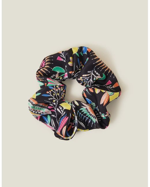 Accessorize Multicolor Women's Black Tropical Print Scrunchie