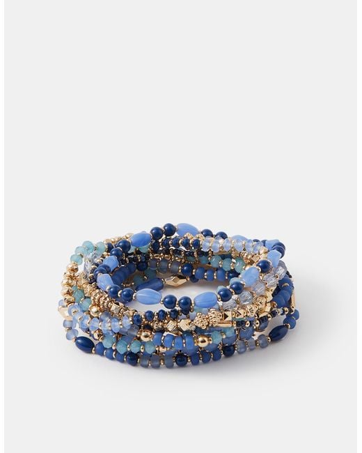 Accessorize Blue 11-Pack Bead Stretch Bracelets