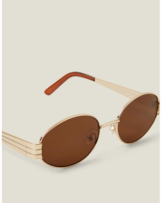 Accessorize Natural Oval Metal Sunglasses