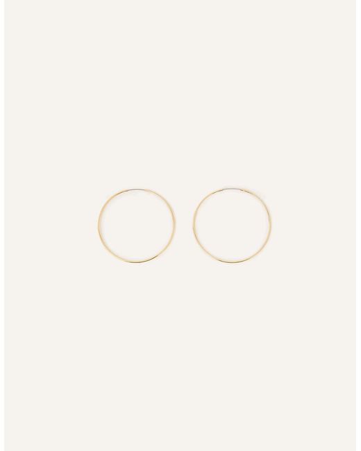 Accessorize Natural 14Ct-Plated Medium Hoop Earrings