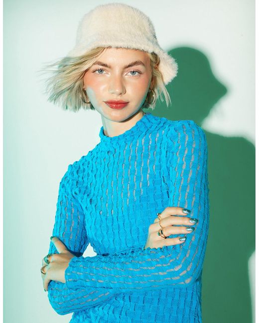 Accessorize Natural Super-Soft Nylon Fluffy Bucket Hat