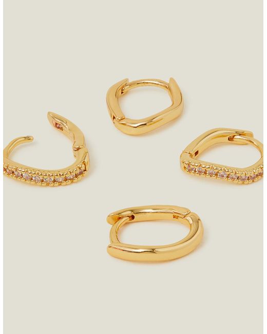 Accessorize Metallic 2-Pack 14Ct-Plated Molten Hoops