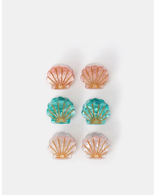 Accessorize Blue 6-Pack Mini Shell Claw Clips