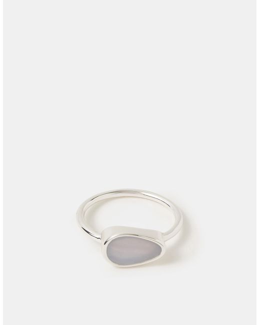 Accessorize Metallic Sterling-Plated Chalcedony Ring