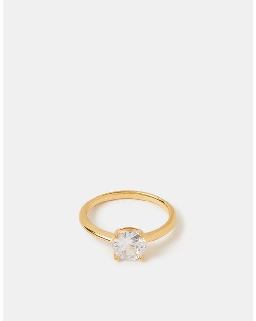 Accessorize White 14Ct-Plated Solitaire Ring