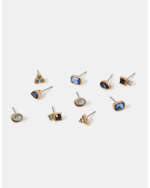 Accessorize Brown 5-Pack Gemstone Stud Earrings